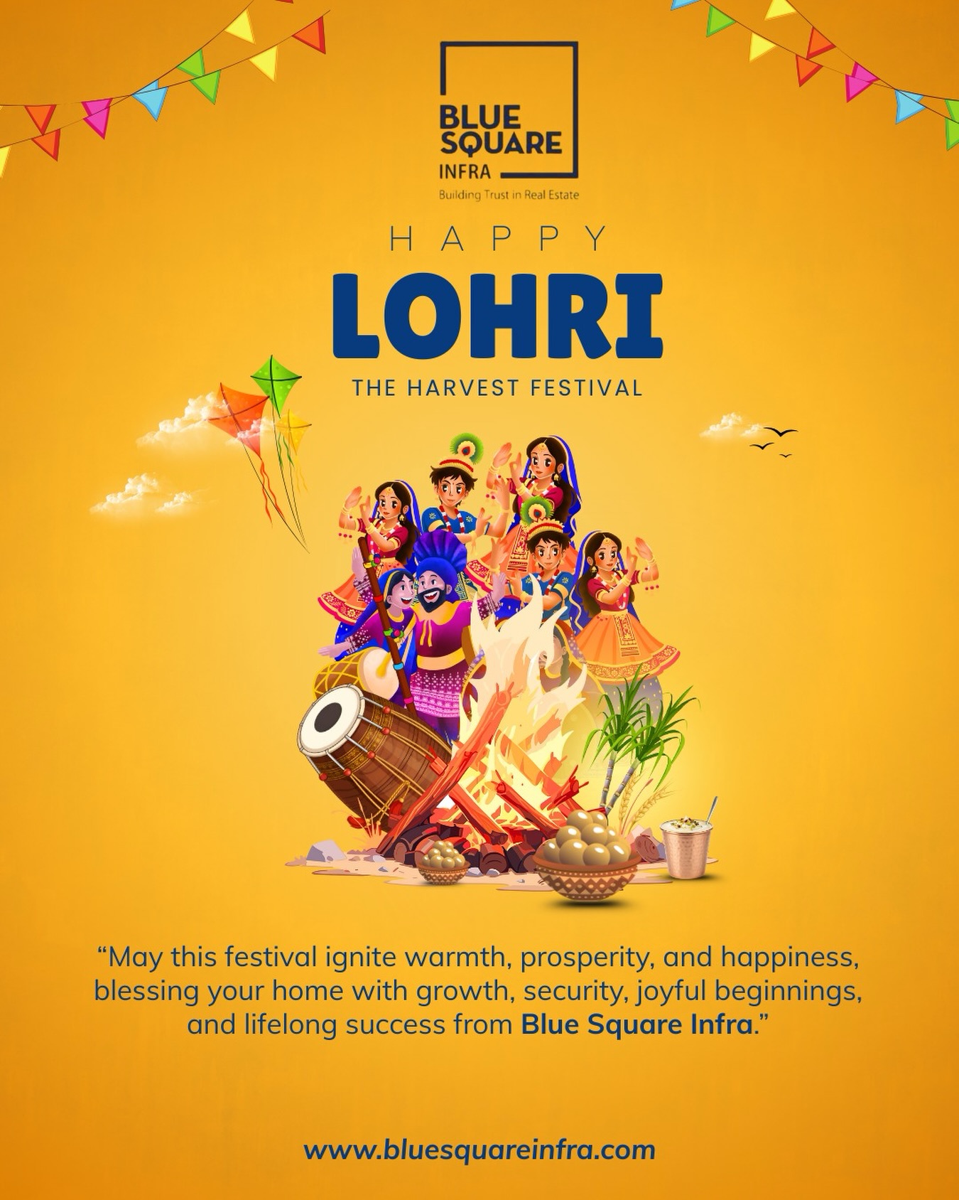 May this Lohri light up your life with warmth, prosperity, and new beginnings 🔥✨
At Blue Square Infra, we believe every festival is a reminder of growth, security, and building a strong future together.

Wishing you happiness, success, and a home filled with positivity this harvest season.

(Lohri Festival 2026, Happy Lohri Wishes, Real Estate Company, Trusted Property Consultants, Luxury Homes, Property Investment, Blue Square Infra, Chandigarh Tricity Real Estate)